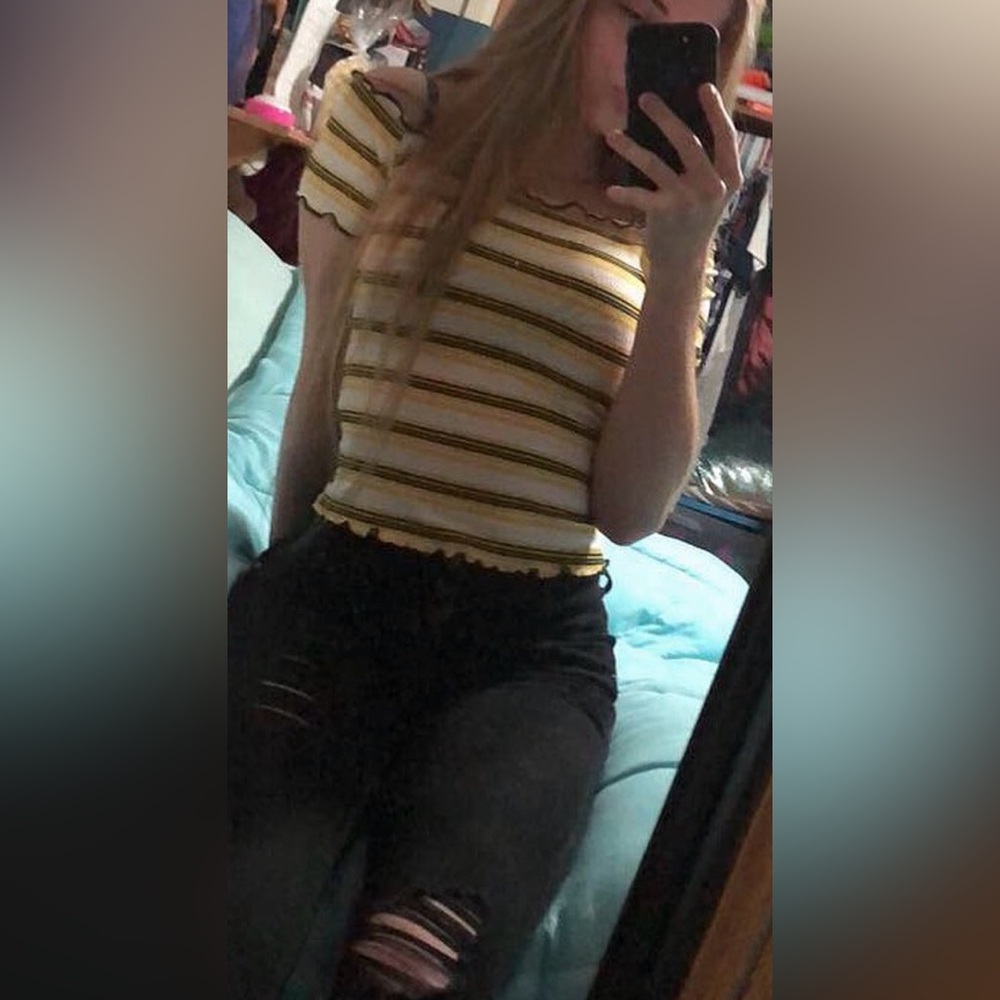 Charlotte Russe Yellow and Black Striped Blouse